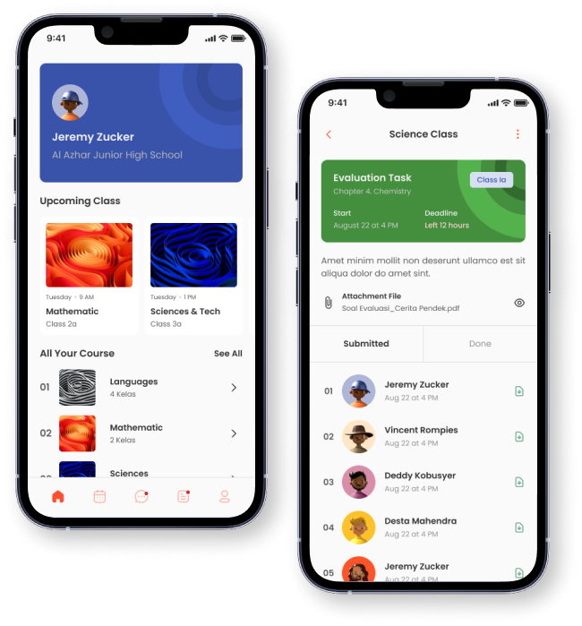 Mobile App Screens of Virtual Classroom Solutions