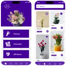 Mobile screen of lavander flower and gifts ecommerce app