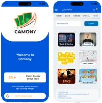 Mobile screen of Gamony gifts and rewards app